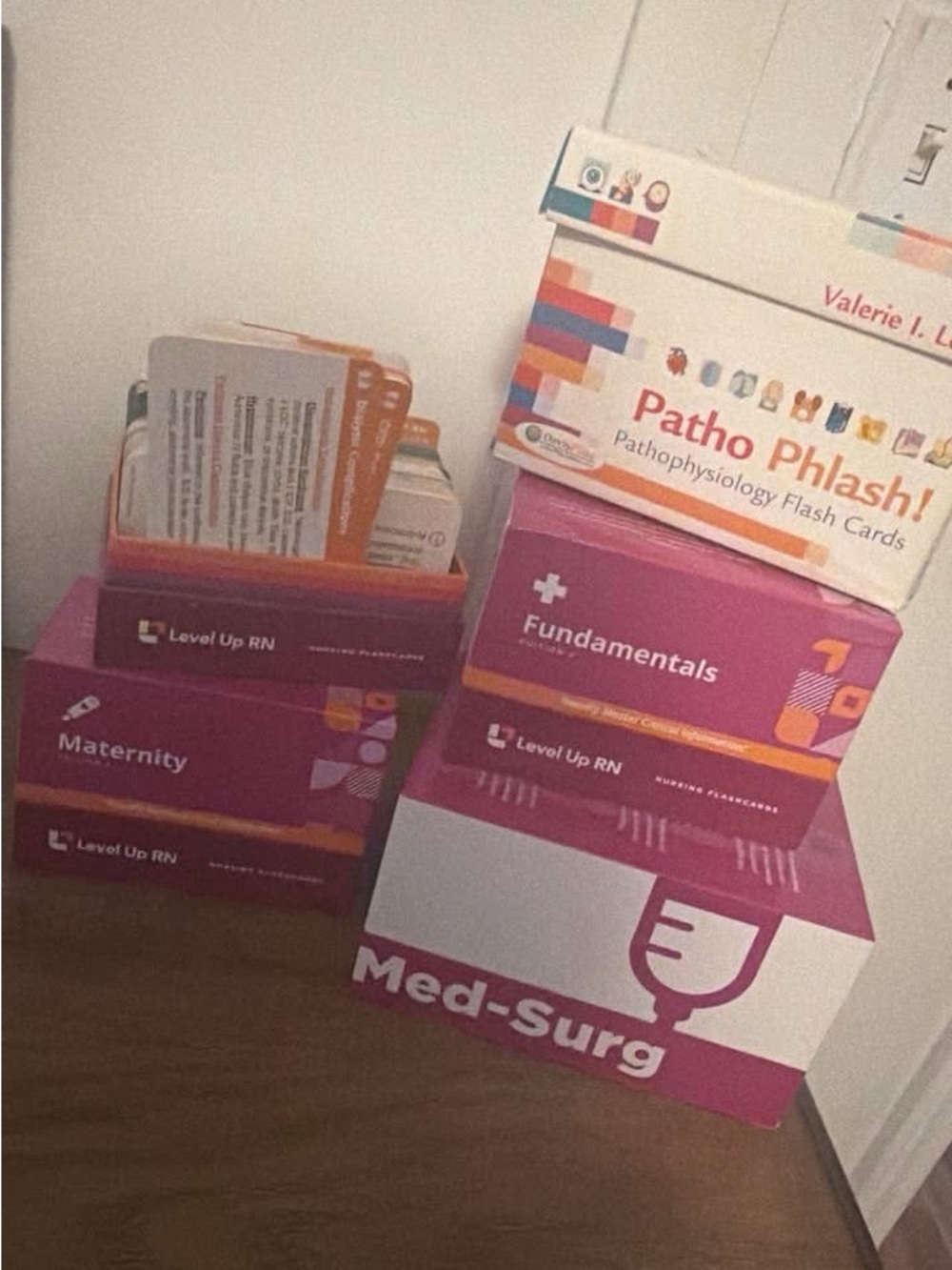 Pink Med-Surg & Fundamentals Flashcard Study Set